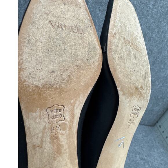 Vaneli Black Square Toe Bow Accent Loafer Style Kitten Heel Dress Shoe Women 8.5 - Picture 6 of 9